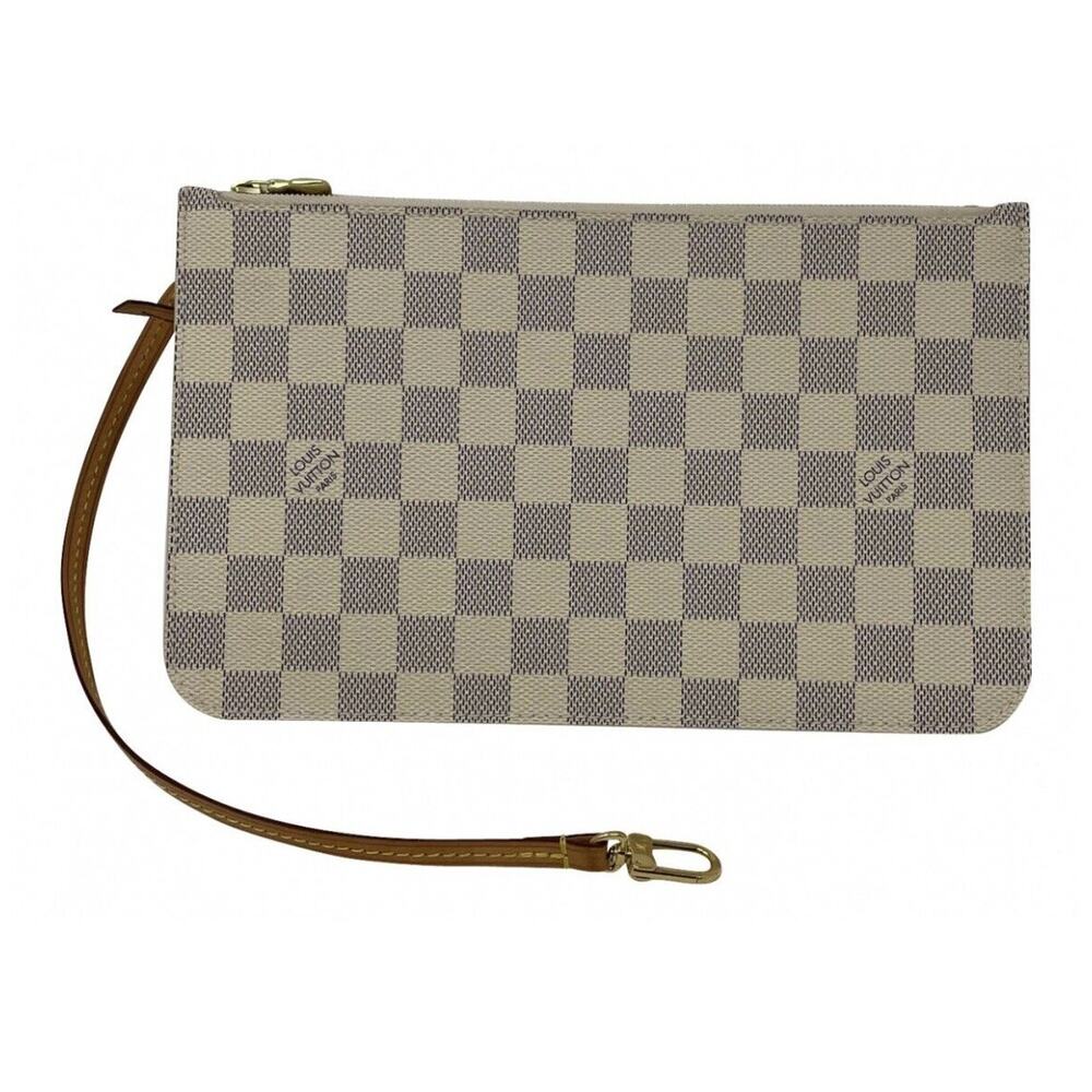 LOUIS VUITTON Large Damier Azur Beige Pouch Pochette Clutch Wristlet